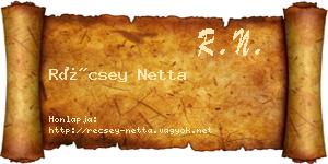 Récsey Netta névjegykártya